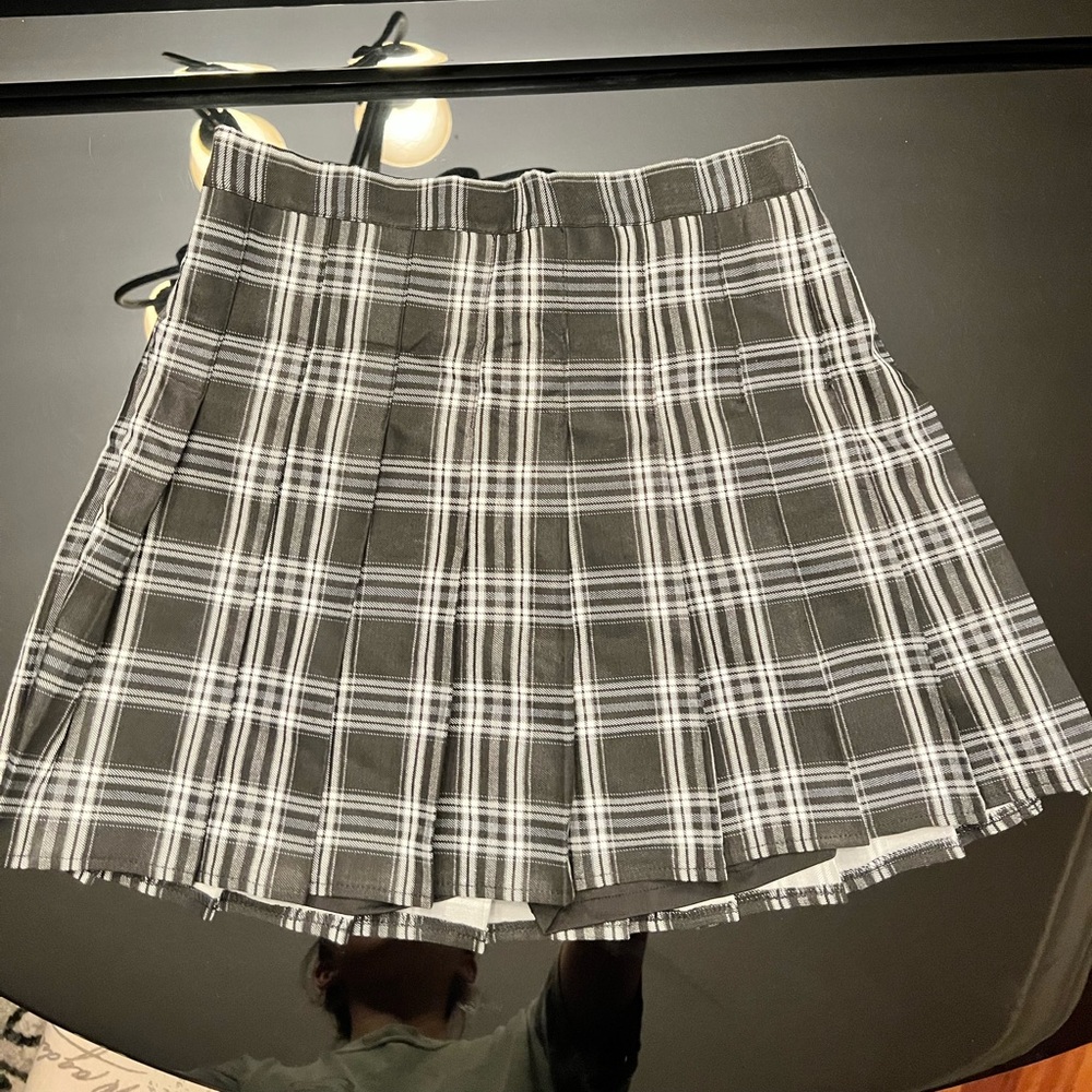 Black plaid skirt